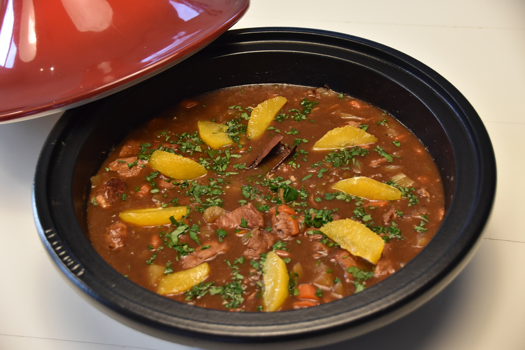 Tajine van kalfvlees "glühwein stijl"