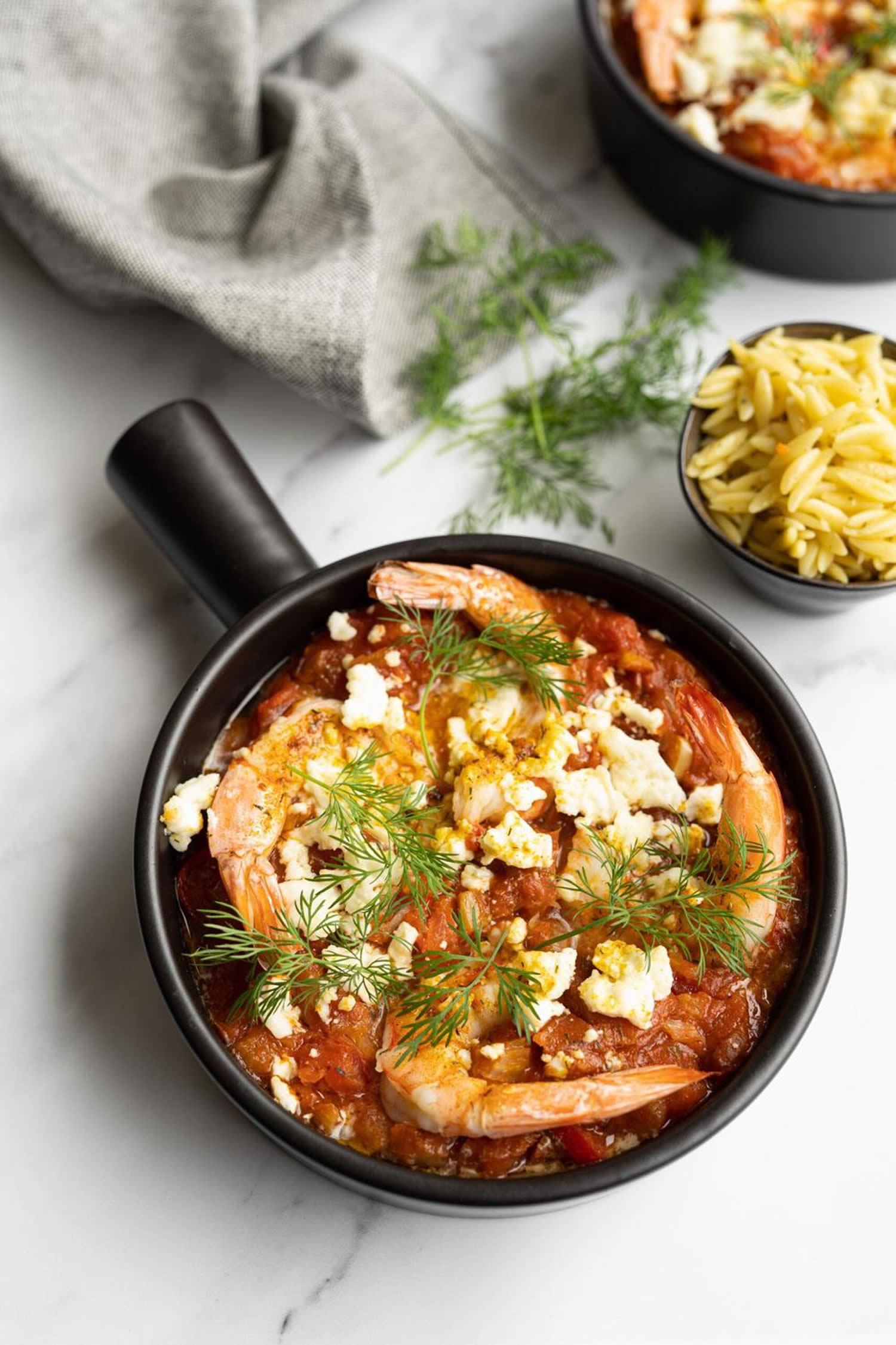 Grieks scampi potje met ouzo en orzo