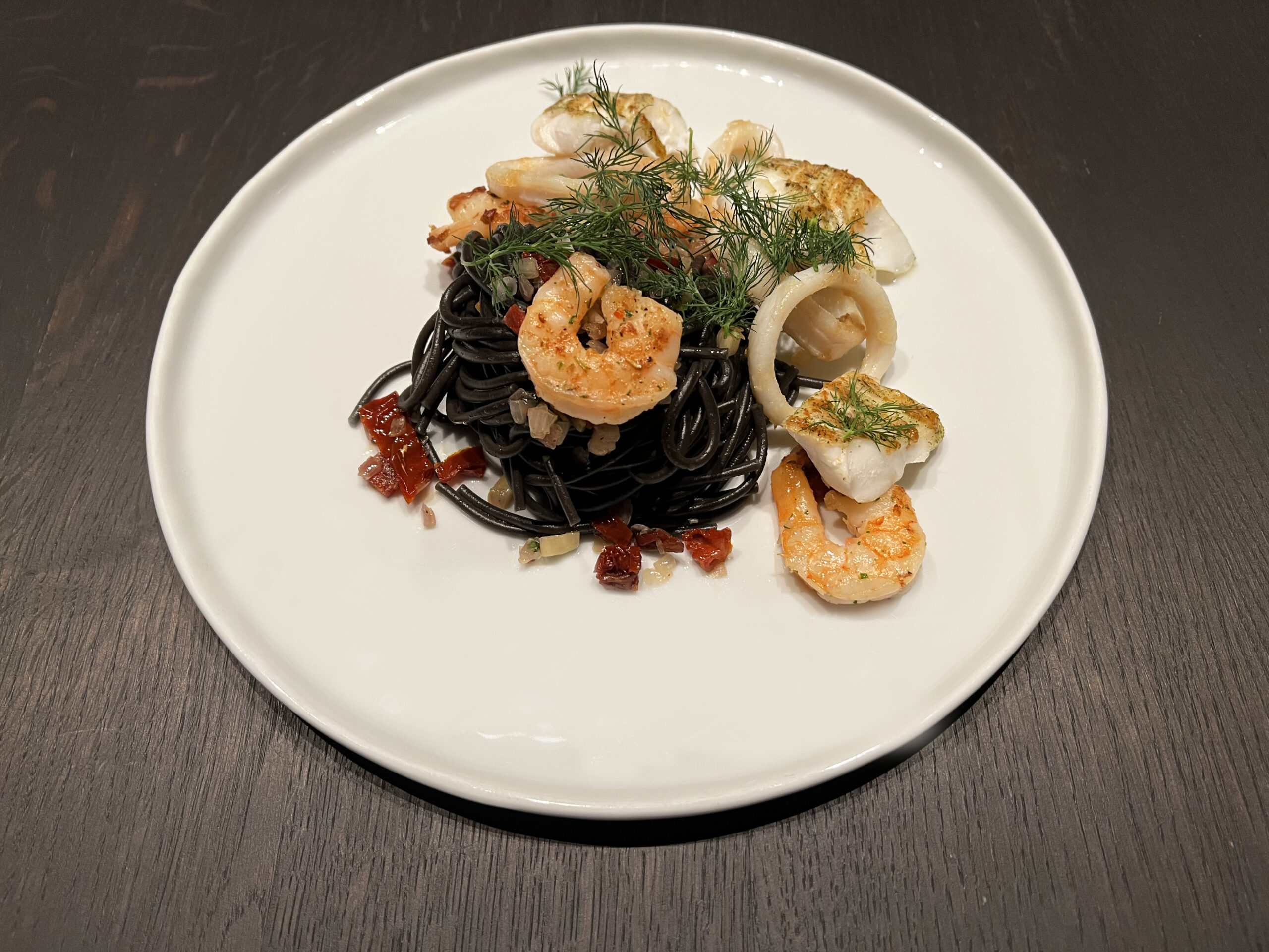 pasta seppia met zeevruchten en chorizo